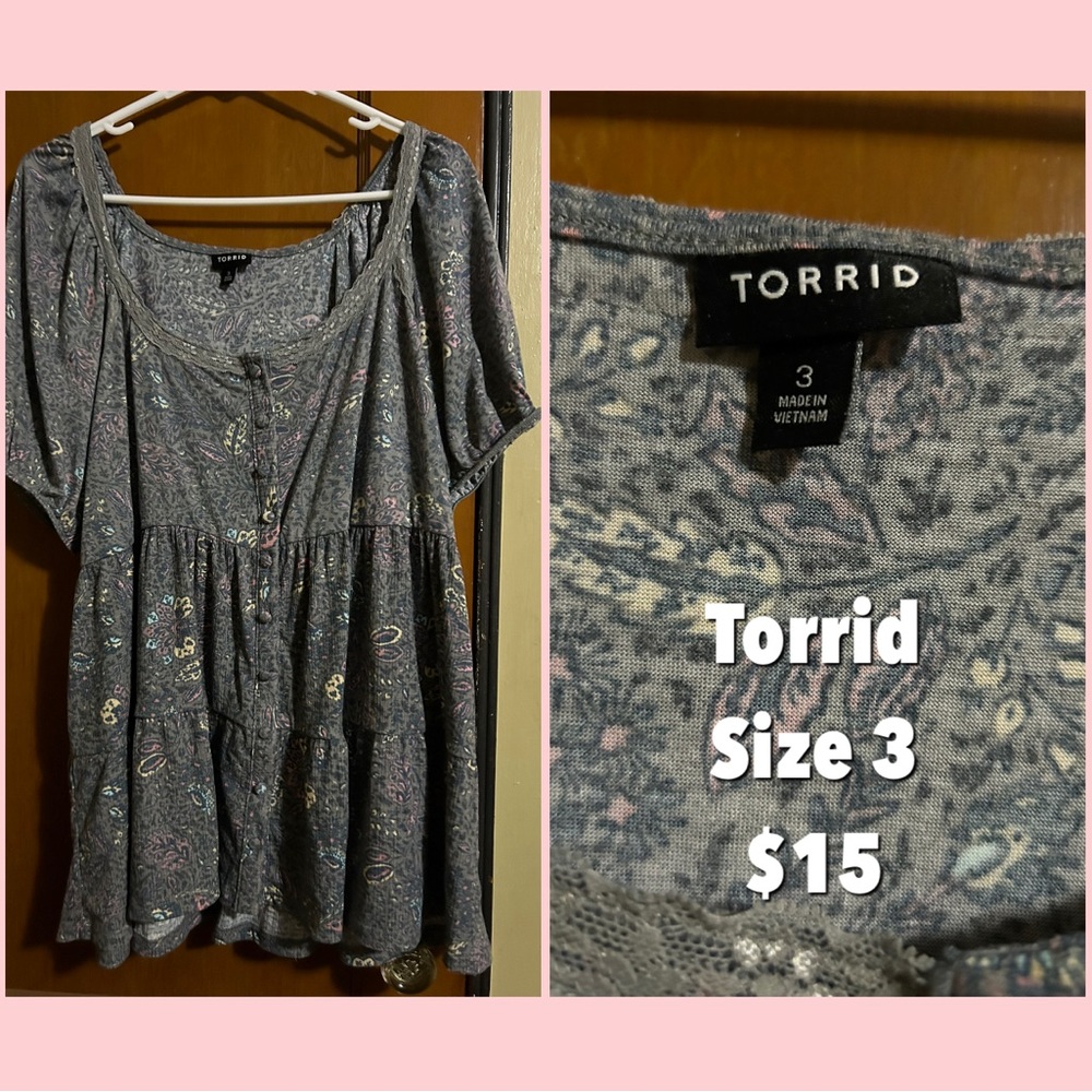 Plus size colorful babydoll top from torrid